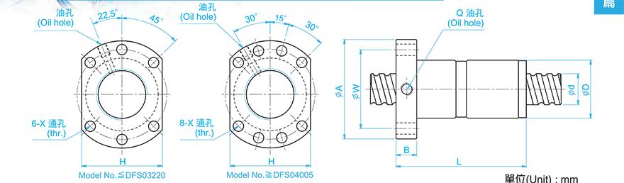 TBI DFS05020-3.8 tbi滚珠丝杆尺寸表